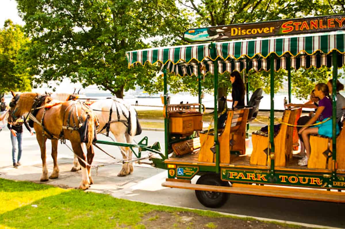 Trolley being pulled by two horses